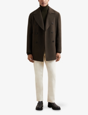 REISS: Present Double-Breasted Wool-Blend Pea Coat