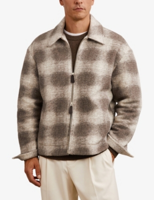 REISS: Sorento Checked Zip-Up Wool-Blend Overshirt
