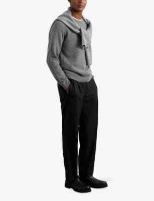 Reiss Foulton Wool & Cashmere Raglan Sweater In Gray