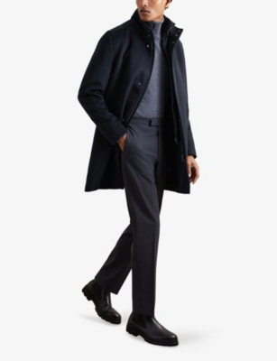 REISS: Fuel Funnel-Neck Wool-Blend Coat
