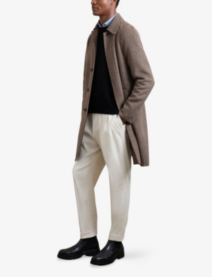 REISS: Morpeth Dogtooth-Check Wool-Blend Overcoat