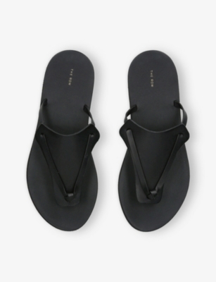The Row Helena Flip Flop Sandals In Leather In Black