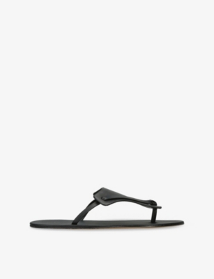 The Row Womens Black Helena Leather Flip Flops Eur 40 / 7 Uk