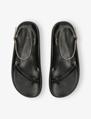 The Row Leather Cross-strap Sandals In Black