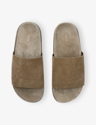 The Row Hugh Suede Flat Slide Sandals