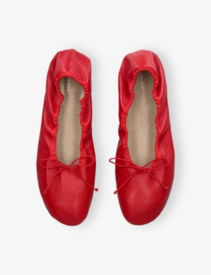 The Row Nappa Leather Round Ballet Flats In Red