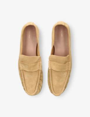 The Row Calf Suede Slip-on Loafers In Yellow