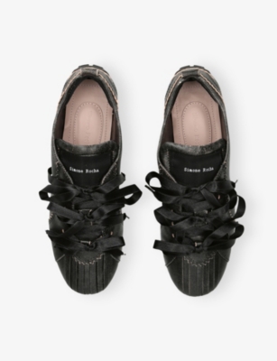Simone Rocha Womens Dark Brown Ballerina Grip Leather Low-top Trainers Eur 38/5 Uk In Brown