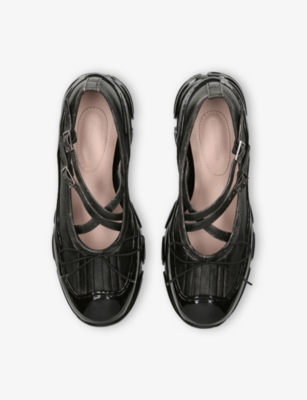 Simone Rocha Womens  Classic Tracker Leather-trimmed Ballerina Pumps In Black