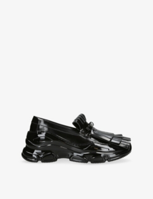 Simone Rocha Womens Black Fringe Tracker Leather-trimmed Loafers Eur 41 / 8 Uk