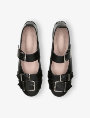 SIMONE ROCHA: Buckle-Embellished Leather Mary Jane Flats