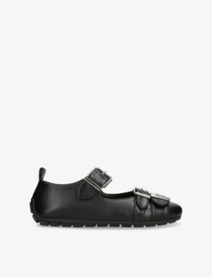 SIMONE ROCHA: Buckle-Embellished Leather Mary Jane Flats