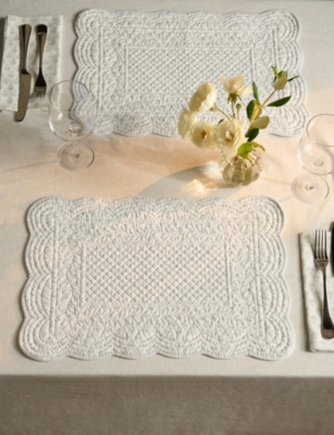 The White Company Sofia Quilted Cotton Placemats Set Of Two In White