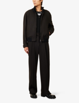 Emporio Armani Mens Meteorite Boiled Wool Blouson Jacket In Gray