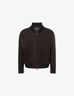 Emporio Armani Mens Meteorite Boiled Wool Blouson Jacket In Gray
