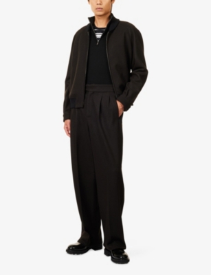 EMPORIO ARMANI: Flat Front Straight-Leg Wool Trousers