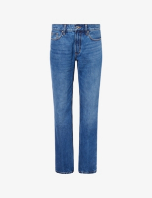 EMPORIO ARMANI: Distressed-Hem Straight-Leg Denim Jeans