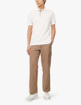 EMPORIO ARMANI: Embroidered-Logo Short-Sleeve Cotton Polo Shirt