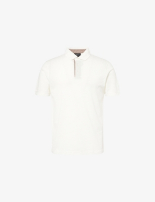 EMPORIO ARMANI: Embroidered-Logo Short-Sleeve Cotton Polo Shirt