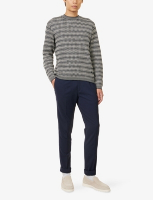 EMPORIO ARMANI: Patterned Crewneck Knitted-Wool Jumper