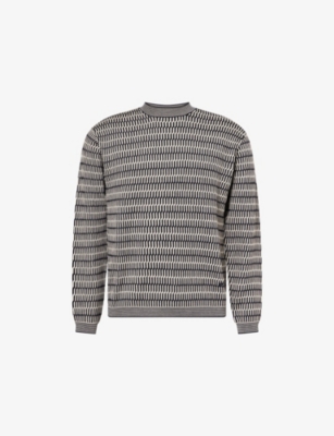 EMPORIO ARMANI: Patterned Crewneck Knitted-Wool Jumper