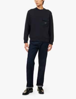 EMPORIO ARMANI: Logo-Patch Long-Sleeves Cotton-Jersey Sweatshirt