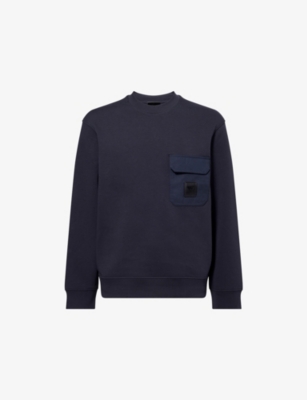 EMPORIO ARMANI: Logo-Patch Long-Sleeves Cotton-Jersey Sweatshirt