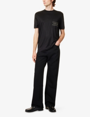 EMPORIO ARMANI: Logo-Print Patch-Pocket Cotton Blend T-Shirt