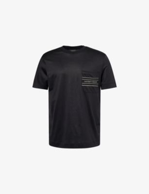 EMPORIO ARMANI: Logo-Print Patch-Pocket Cotton Blend T-Shirt