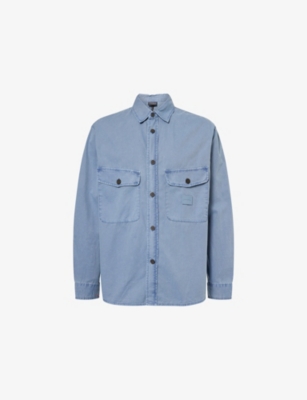 EMPORIO ARMANI: Logo-Embroidered Flap-Pockets Cotton Shirt