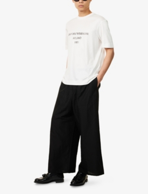 EMPORIO ARMANI: Logo-Print Crewneck Cotton-Blend T-shirt