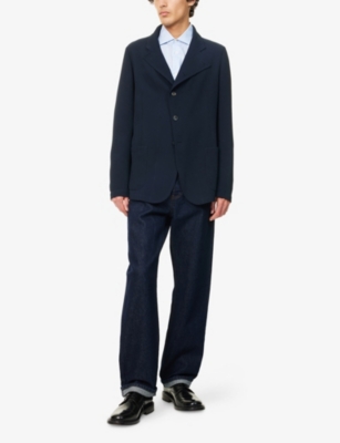 Emporio Armani Mens Vulcan Funnel-neck Patch-pocket Jersey Blazer In Blue