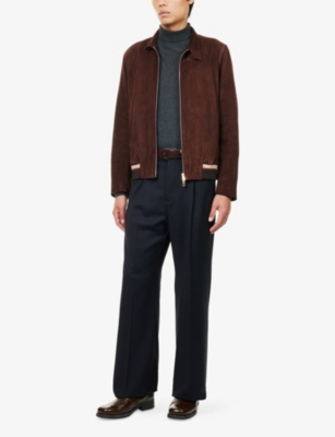 Emporio Armani Mens Tailored Wide-leg Wool Trousers Dark Navy In Blue