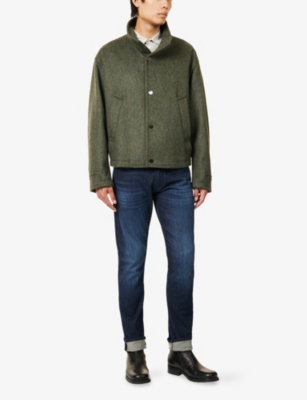 Emporio Armani Mens Loden Green Loden Blouson Straight-fit Wool-blend Jacket In Green