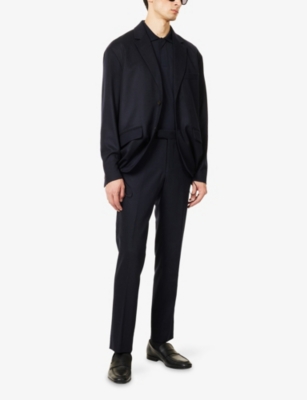 Emporio Armani Mens Single-breasted Notched-lapel Wool-cashmere Blend Sport Blazer Iconico 0920 Blu Nav In Black