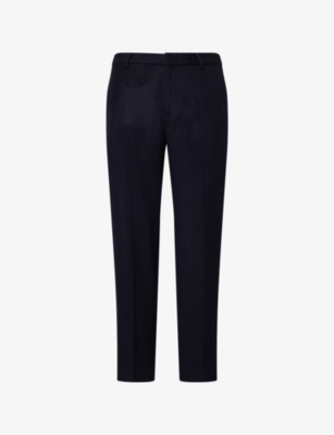 EMPORIO ARMANI: Logo-Plaque Flat Front Wool-Cashmere Blend Trousers