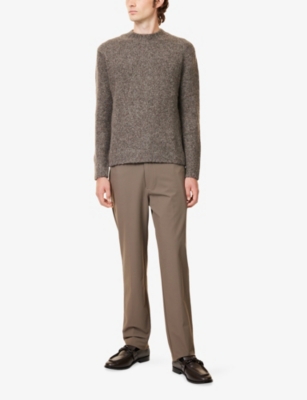 EMPORIO ARMANI: Logo-Plaque Flat Front Woven Trousers