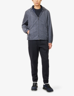 Emporio Armani Mens Texture Allover Patt Graphic-print Windbreaker Shell Jacket In Purple