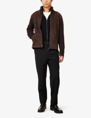 Emporio Armani Mens Blouson Knitted Suede And Wool-blend Jacket Meteorite In Gray
