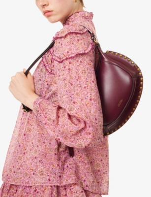 Isabel Marant Womens Oskan Moon Leather Shoulder Bag Burgundy