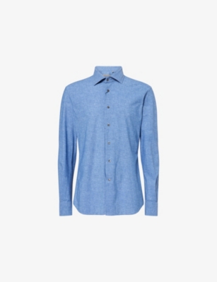 CORNELIANI: Long-Sleeve Regular-Fit Chambray Shirt