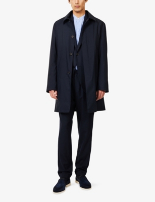 Corneliani Mens Navy Blue Pointed-collar Detachable-lining Waterproof Jacket In Blue