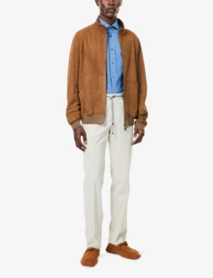 CORNELIANI: Slim-Leg Corduroy Stretch-Cotton Trousers