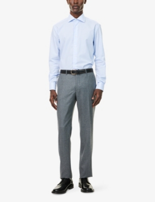 CORNELIANI: Slim-Leg Mid-Rise Wool Trousers