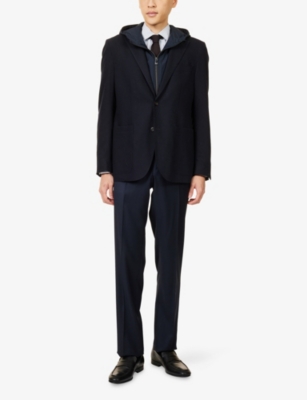 CORNELIANI: Hooded Long-Sleeve Wool-Cashmere Blend Jacket