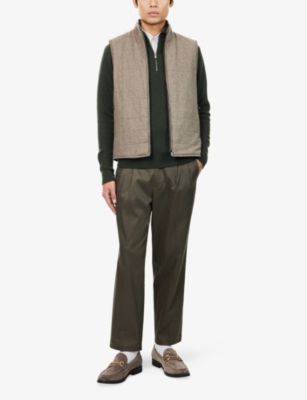 Corneliani Mens Reversible Sleeveless Wool-cashmere Blend Gilet Natural / Beige 033 In Brown