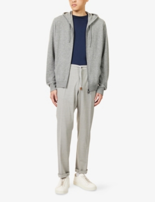 CORNELIANI: Ribbed-Trims Relaxed-Fit Cashmere Hoodie