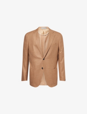 Corneliani Mens Natural / Beige 033 Leader Single-breasted Wool And Cashmere-blend Jacket In Brown