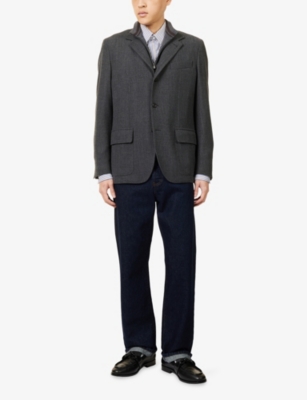 CORNELIANI: Single-Breasted Stand-Collar Wool-Cashmere Blend Jacket