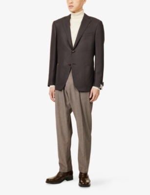 CORNELIANI: Notched-Lapel Long-Sleeve Wool Blend Jacket